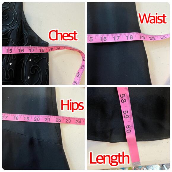 Jessica McClintock Vtg Black Evening Embroidered Formal Maxi Gown Dress 16 - Picture 13 of 13